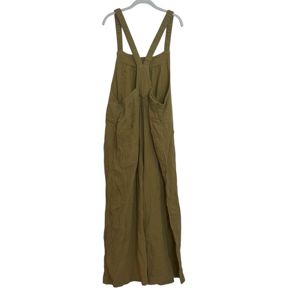 Natural Life Olive Cotton Wide Leg Gauze Overalls Size XL Oversized Boho Hippie - Picture 3 of 12